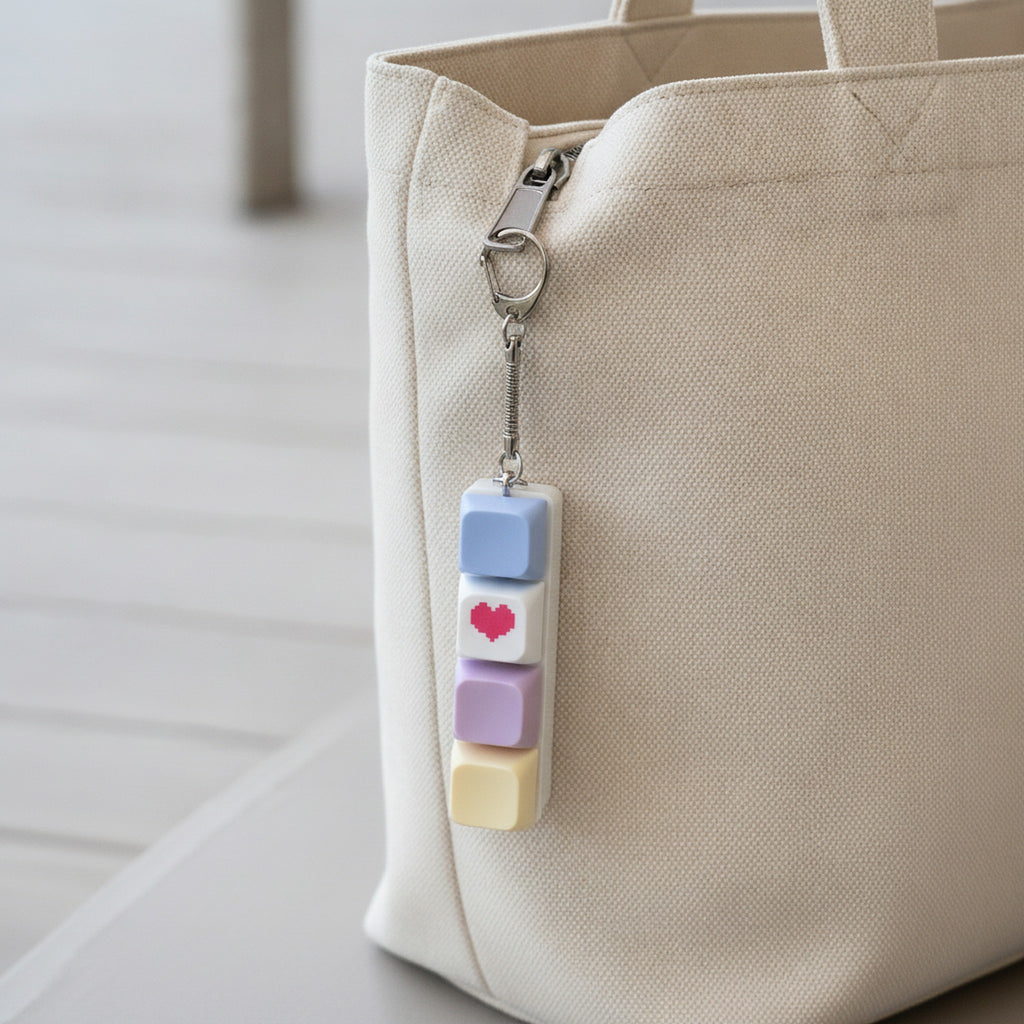 Pastel Heart Keycap Keychain