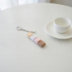 Beige Keycap Keychain with Mini Charm