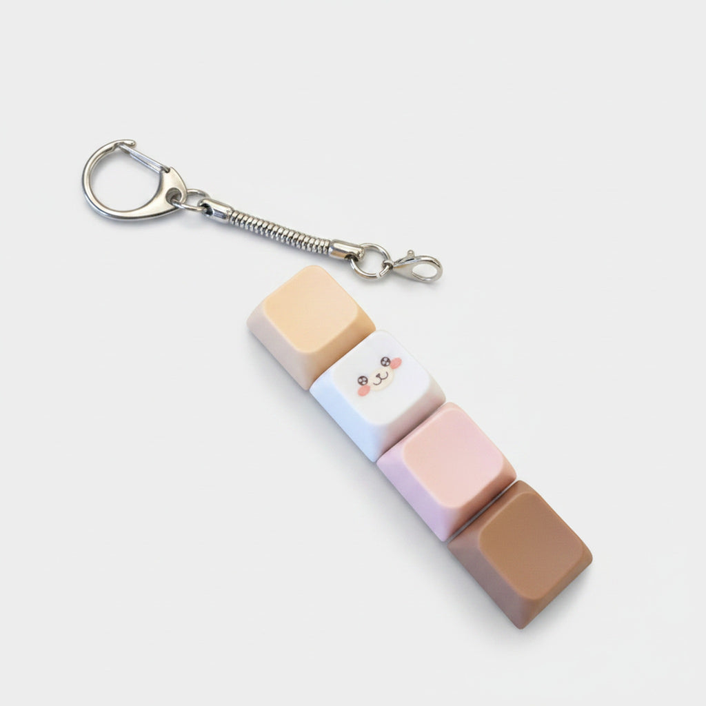 Beige Keycap Keychain with Mini Charm