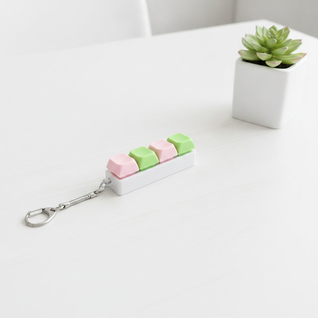Pastel Keycap Keychain - Pink & Green