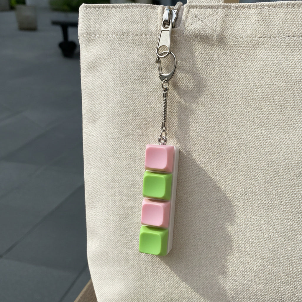 Pastel Keycap Keychain - Pink & Green