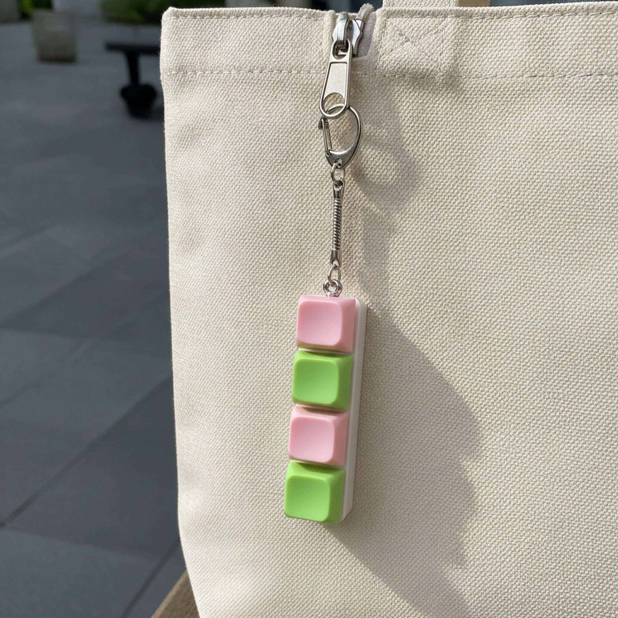 Pastel Keycap Keychain - Pink & Green