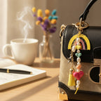 Rainbow Heart Pearl Bag Charm Keychain – bags & wallets (view 5)