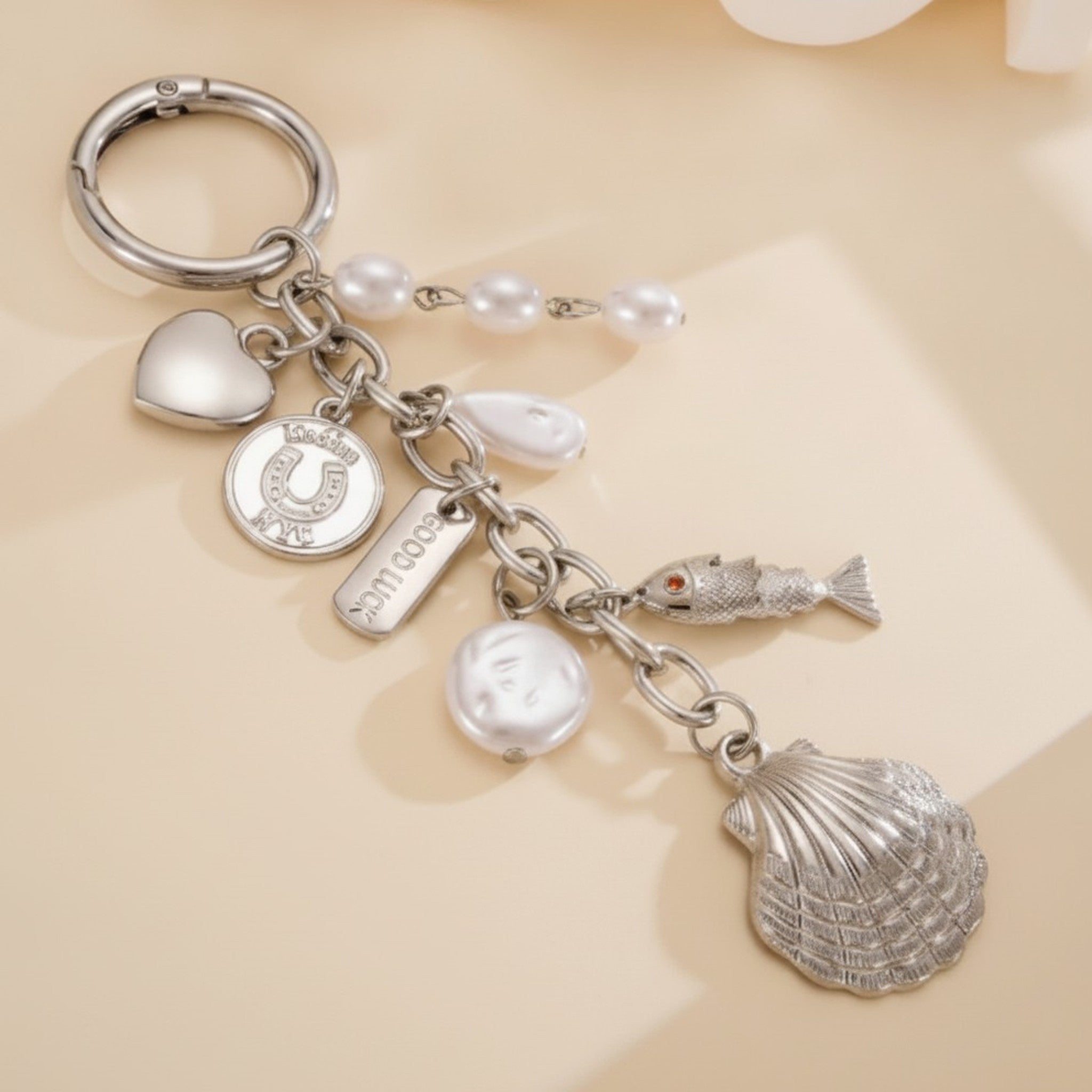 Multi-Charm Pearl Seashell Fish Keychain – jewelry (view 2)