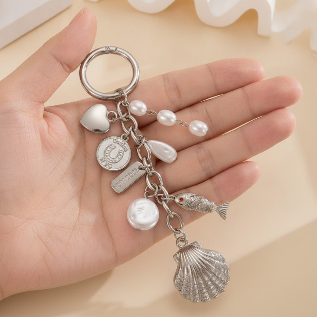 Multi-Charm Pearl Seashell Fish Keychain – jewelry (view 4)