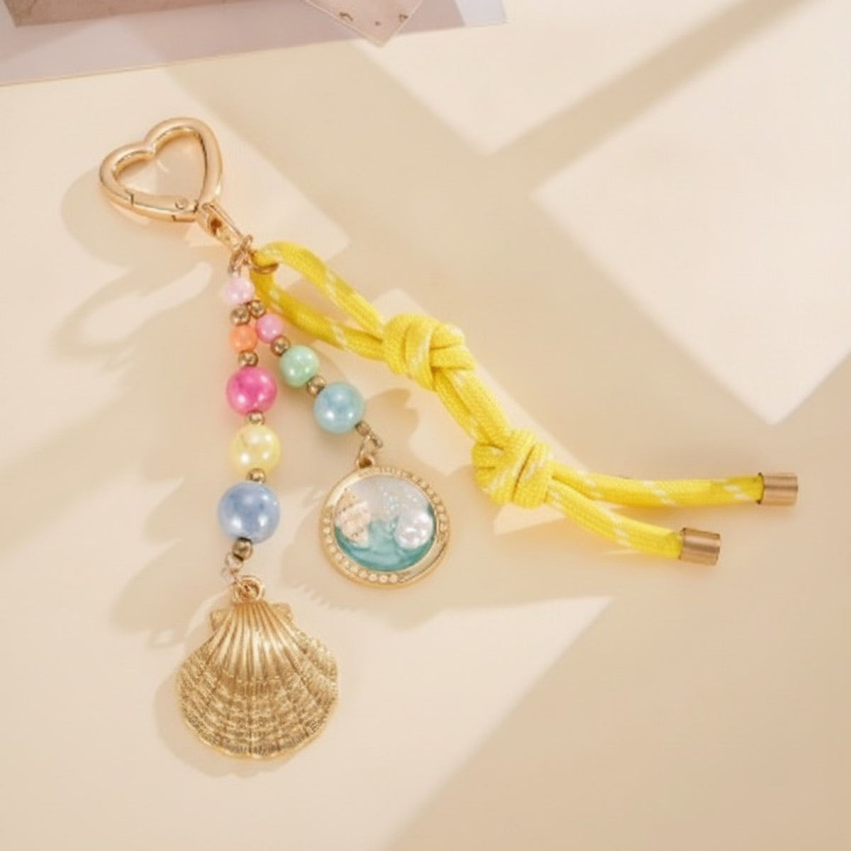Colorful Beaded Seashell Charm Keychain – jewelry (view 2)