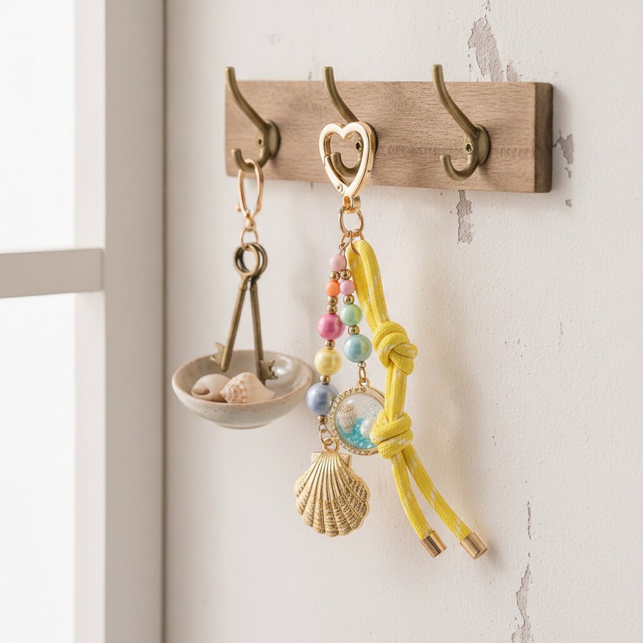Colorful Beaded Seashell Charm Keychain – jewelry (view 3)