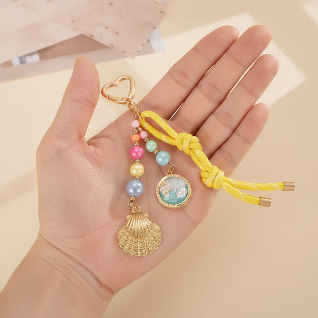 Colorful Beaded Seashell Charm Keychain – jewelry (view 4)