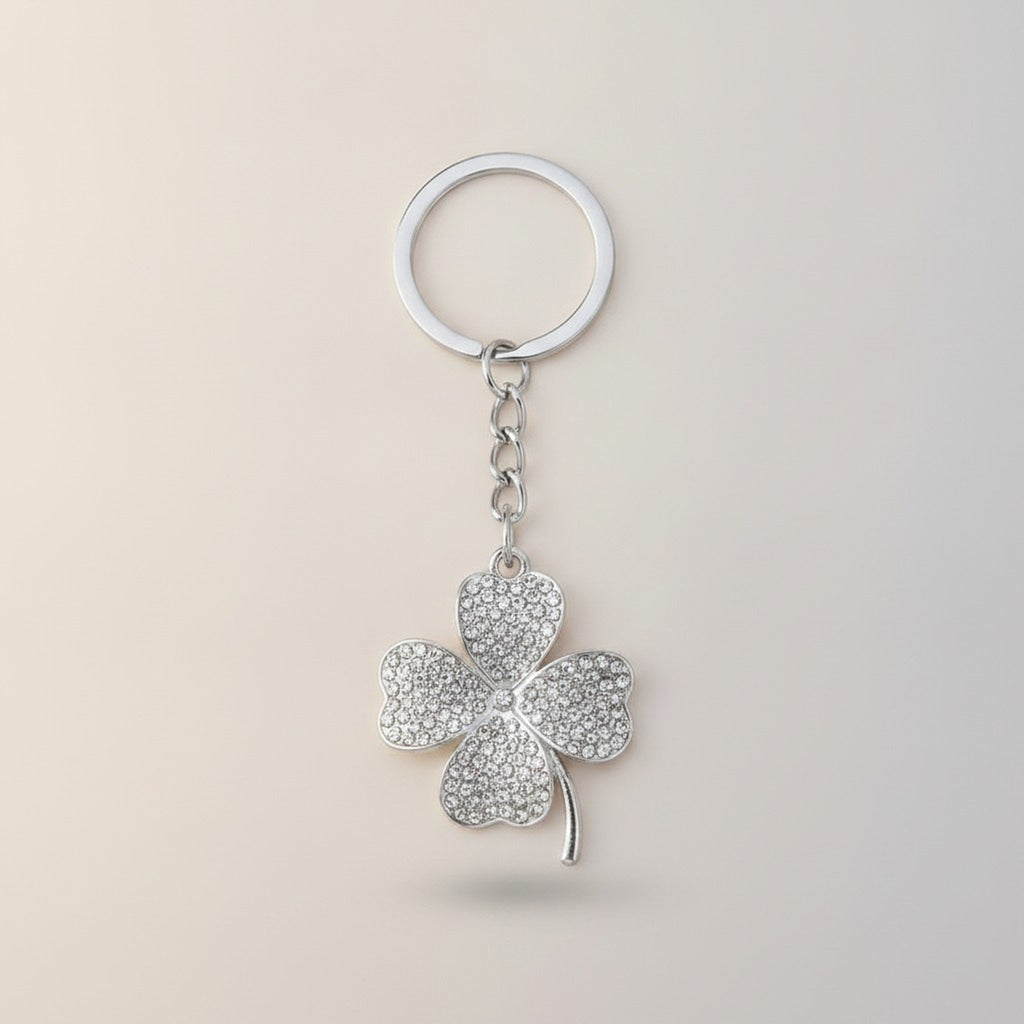 Sparkling Four Leaf Clover Crystal Keychain – jewelry (view 3)