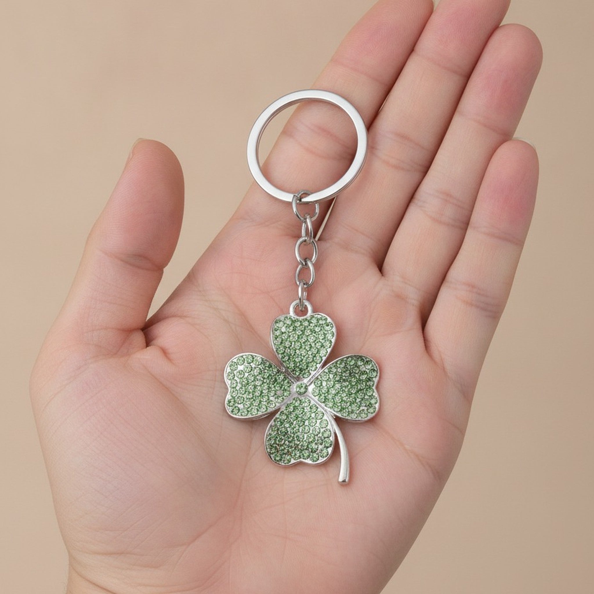 Sparkling Four Leaf Clover Crystal Keychain – jewelry (view 5)