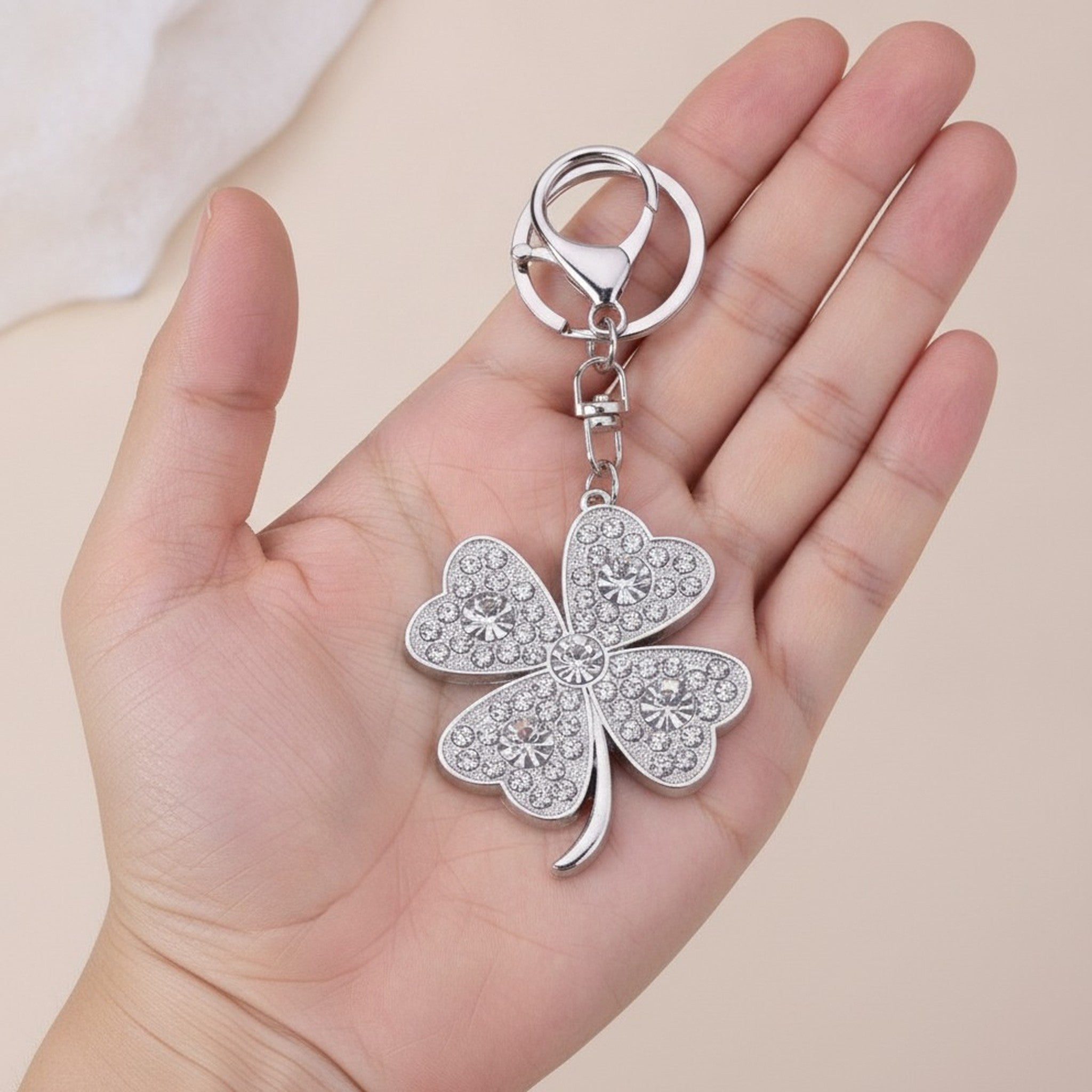 Sparkling Clover Crystal Keychain Accessory – jewelry (view 4)
