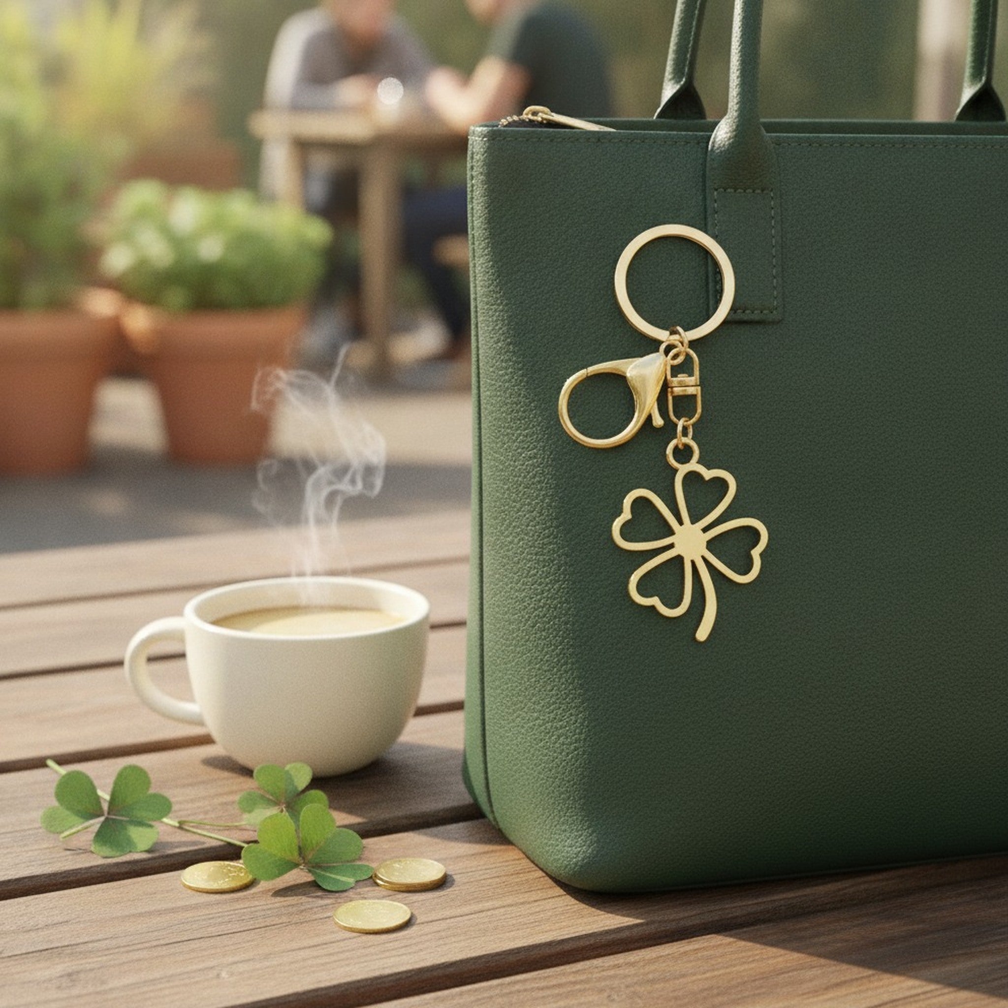 Four Leaf Clover Charm Keychain – apparel accessories (view 3)