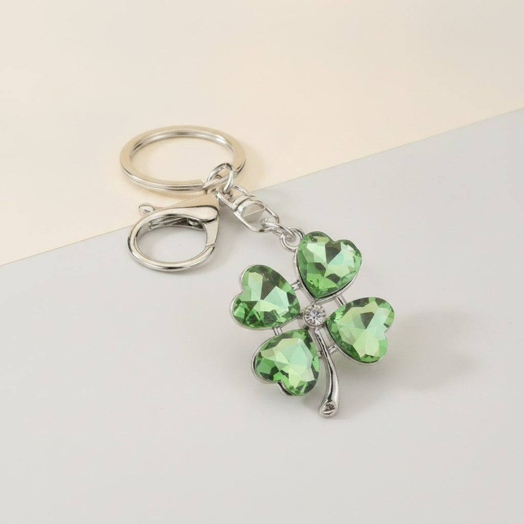Sparkling Four Leaf Clover Heart Keychain – apparel accessories (view 1)