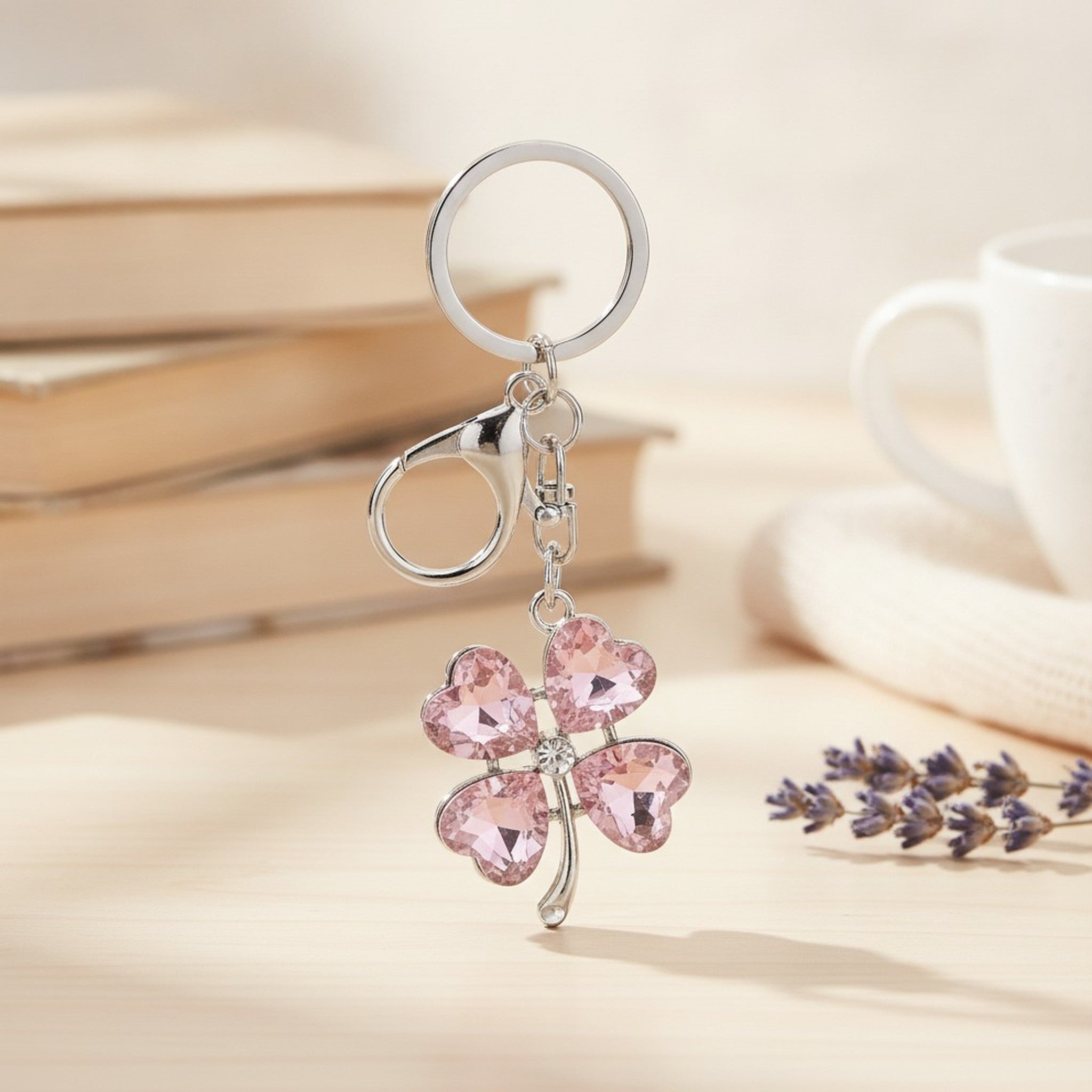 Sparkling Four Leaf Clover Heart Keychain – apparel accessories (view 3)