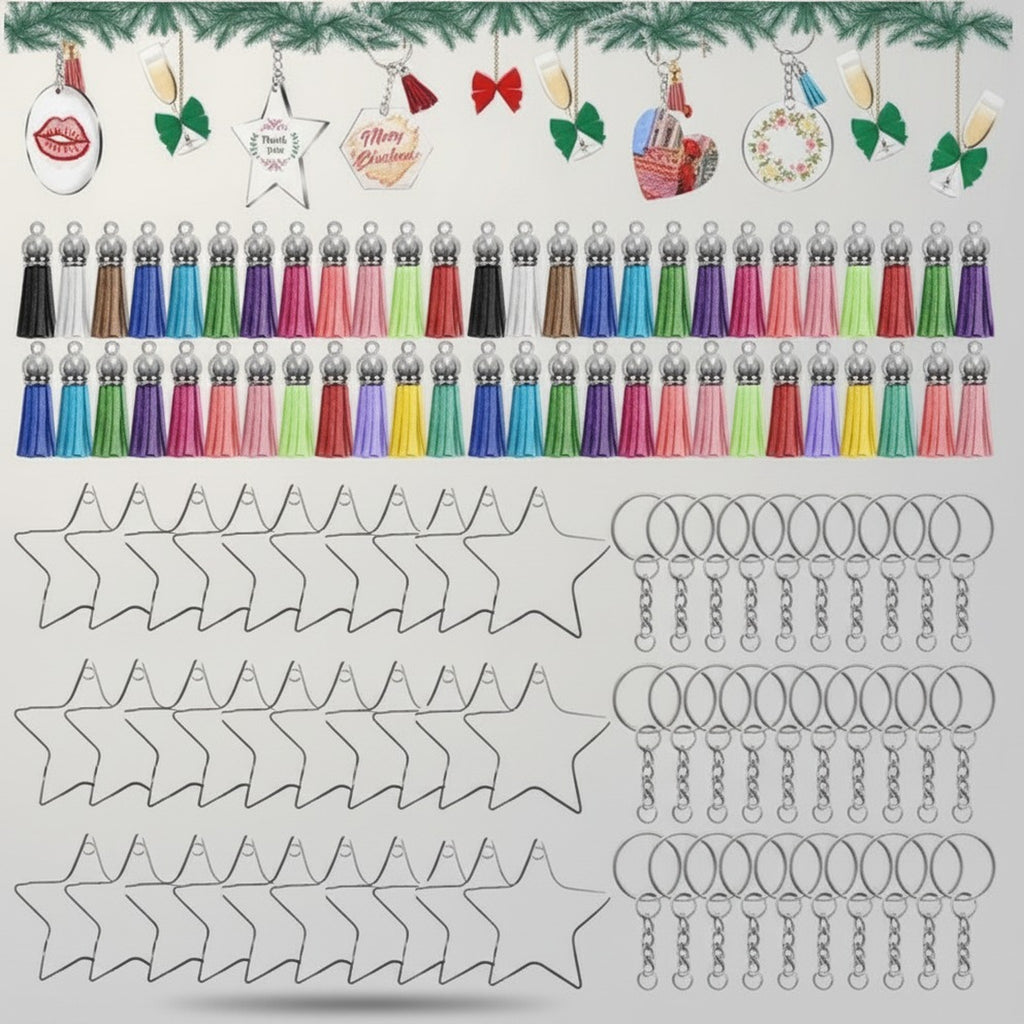 Acrylic Keychain Blanks Tassels Rings Set – apparel accessories (view 1)