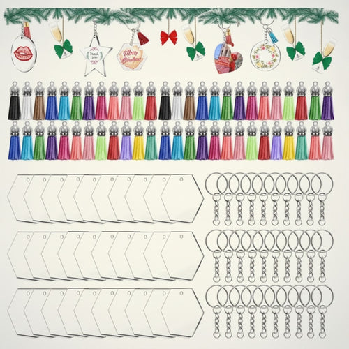 Acrylic Keychain Blanks Tassels Rings Set – apparel accessories (view 2)