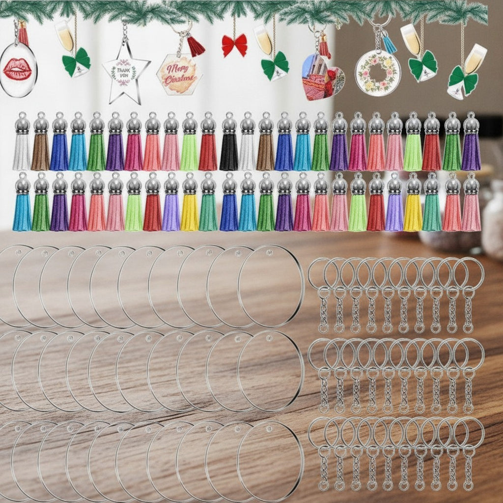 Acrylic Keychain Blanks Tassels Rings Set – apparel accessories (view 5)