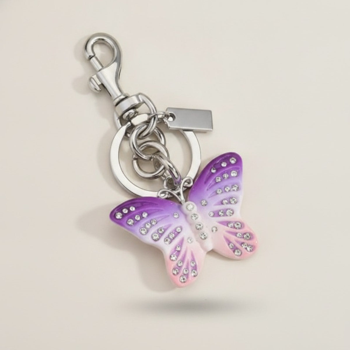 Sparkling Butterfly Rhinestone Keychain Charm – bags & wallets (view 3)