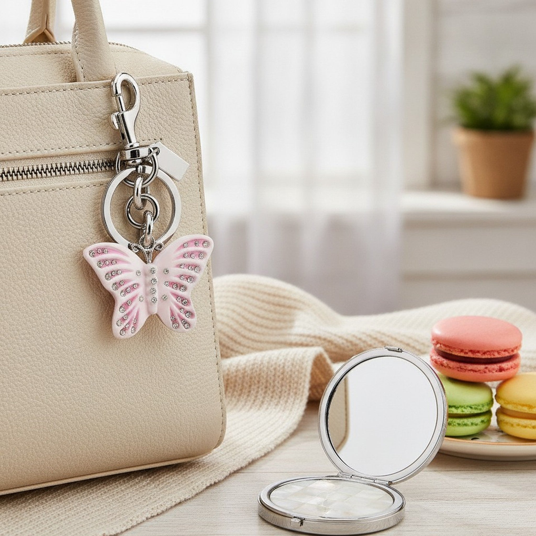 Sparkling Butterfly Rhinestone Keychain Charm – bags & wallets (view 4)