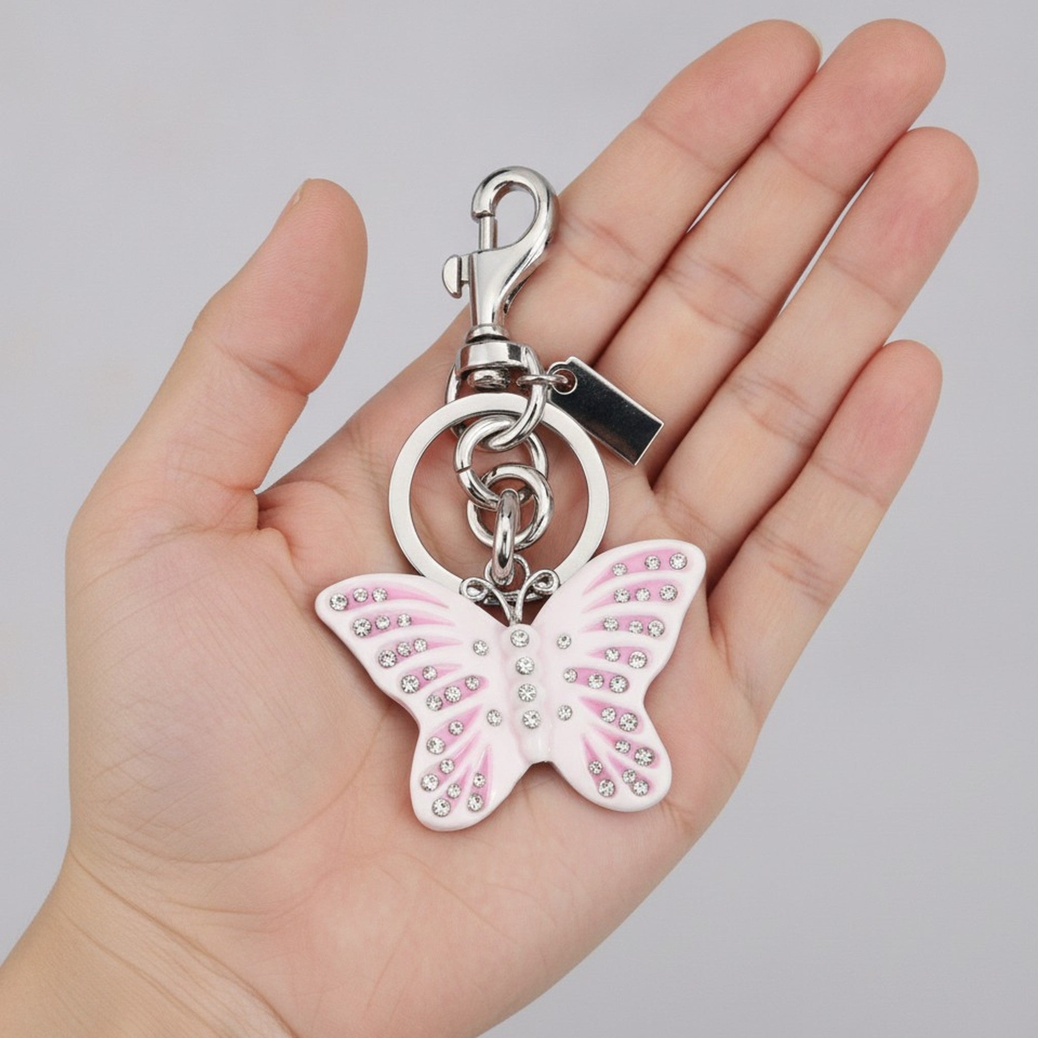 Sparkling Butterfly Rhinestone Keychain Charm – bags & wallets (view 5)