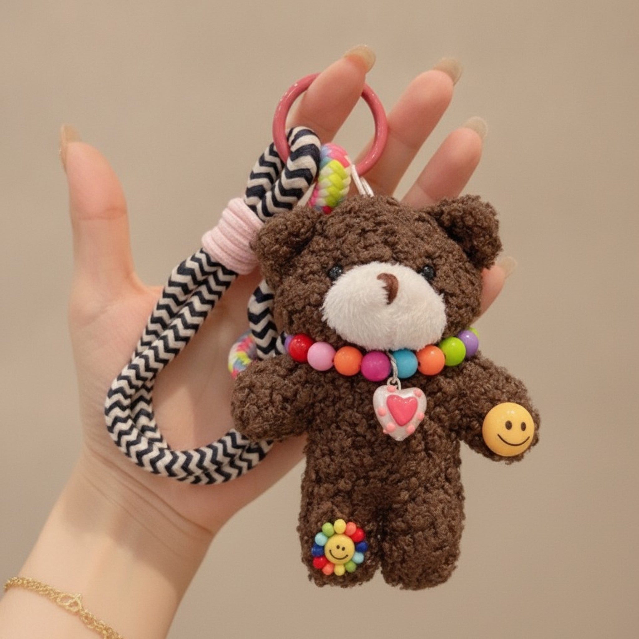Cute Plush Bear Charm Keychain – novelty & toys (view 5)