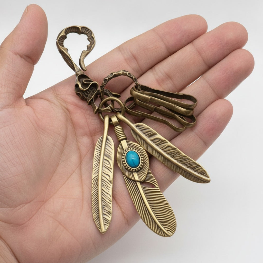 Vintage Style Feather Charm Keychain – apparel accessories (view 3)