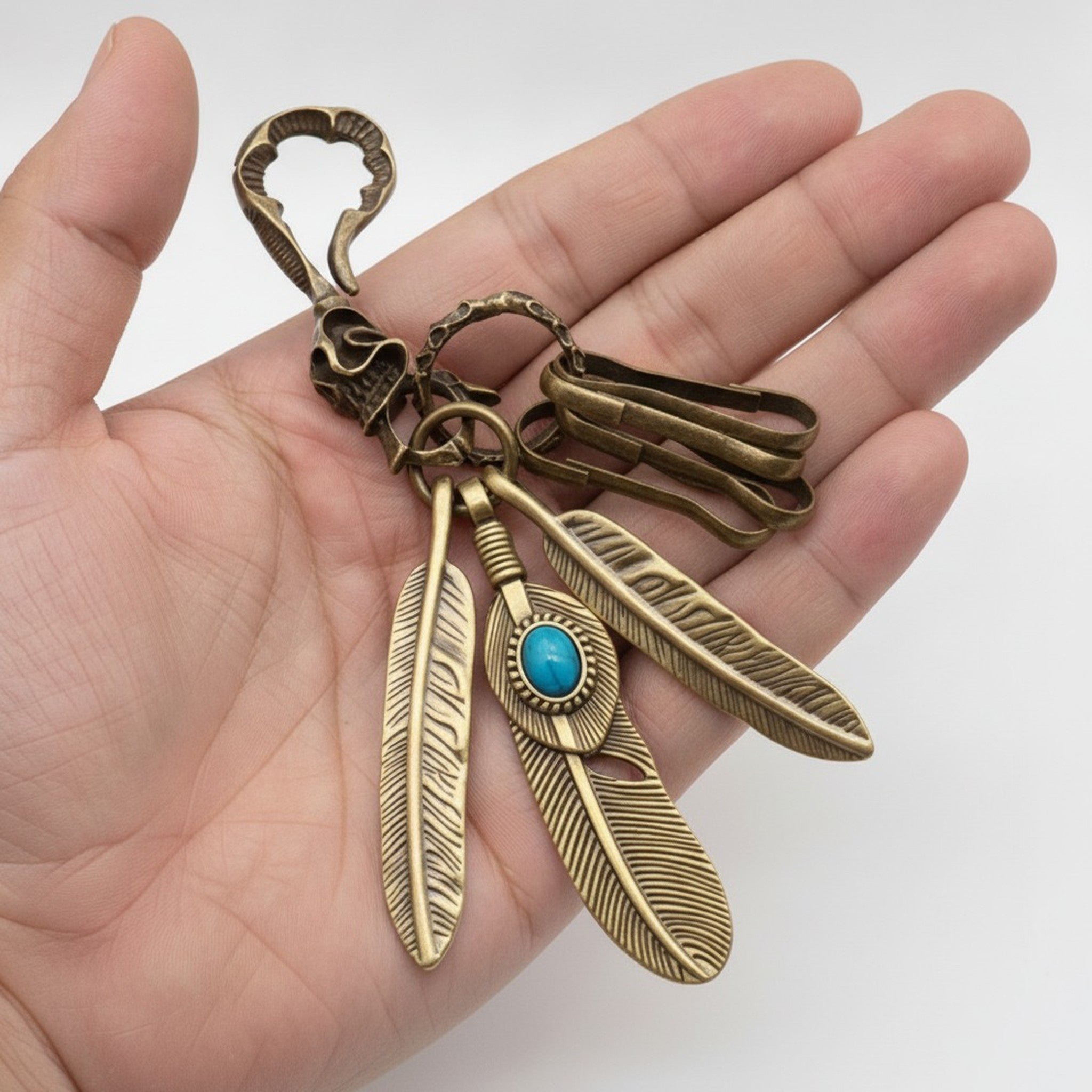 Vintage Style Feather Charm Keychain – apparel accessories (view 3)