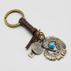Handwoven Leather Feather Keychain Punk Bag Charm - Coffee – novelty & toys (view 1)