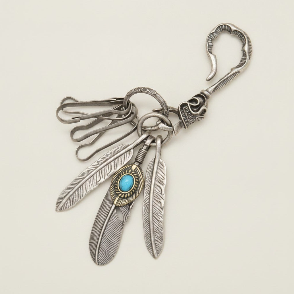 Western Style Feather Turquoise Keychain – jewelry (view 1)