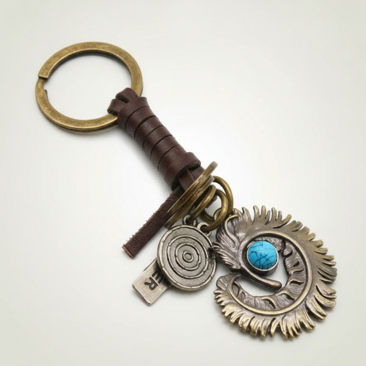 Western Style Feather Turquoise Keychain – jewelry (view 2)