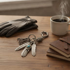 Western Style Feather Turquoise Keychain – jewelry (view 3)