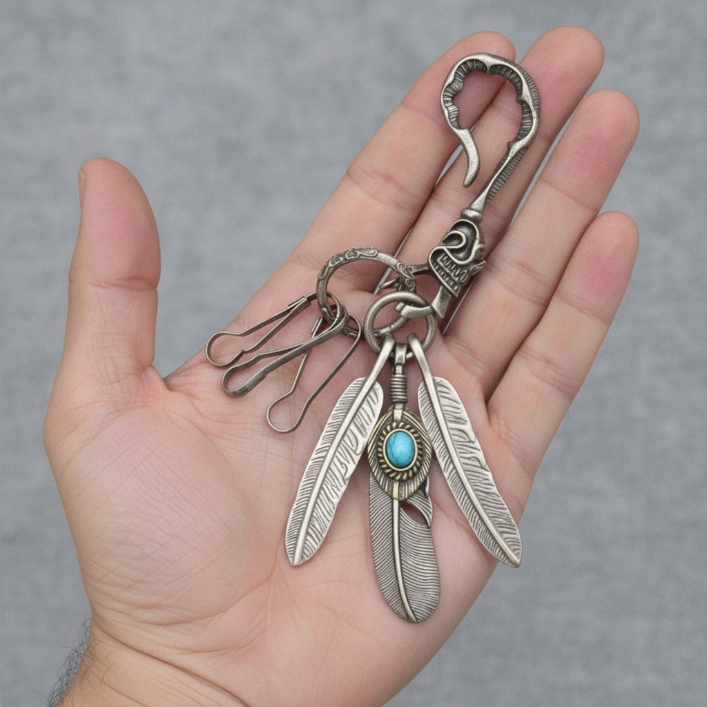Western Style Feather Turquoise Keychain – jewelry (view 4)