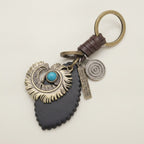 Vintage Feather Turquoise Leather Keychain Charm – bags & wallets (view 1)