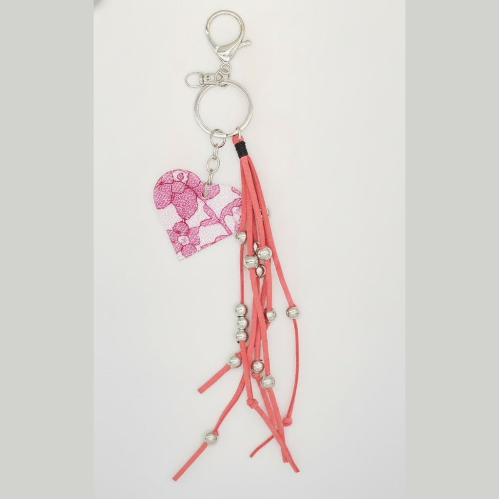 Floral Heart Beaded Tassel Keychain – apparel accessories (view 1)