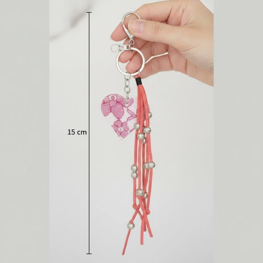 Floral Heart Beaded Tassel Keychain – apparel accessories (view 4)