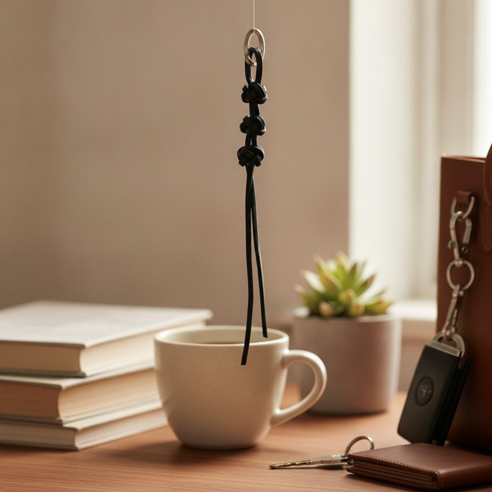 Knotted Cord Key Ring Charm – bags & wallets (view 3)