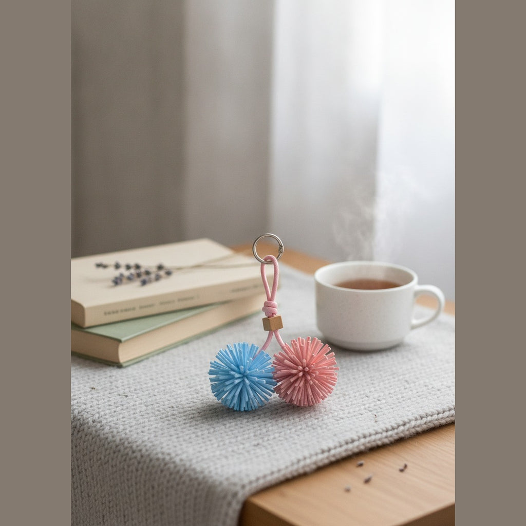 Dual Pom Pom Keychain Charm – bags & wallets (view 3)