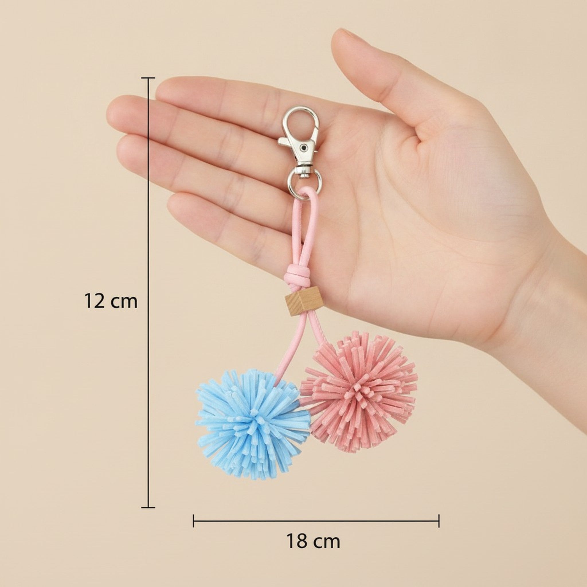 Dual Pom Pom Keychain Charm – bags & wallets (view 4)