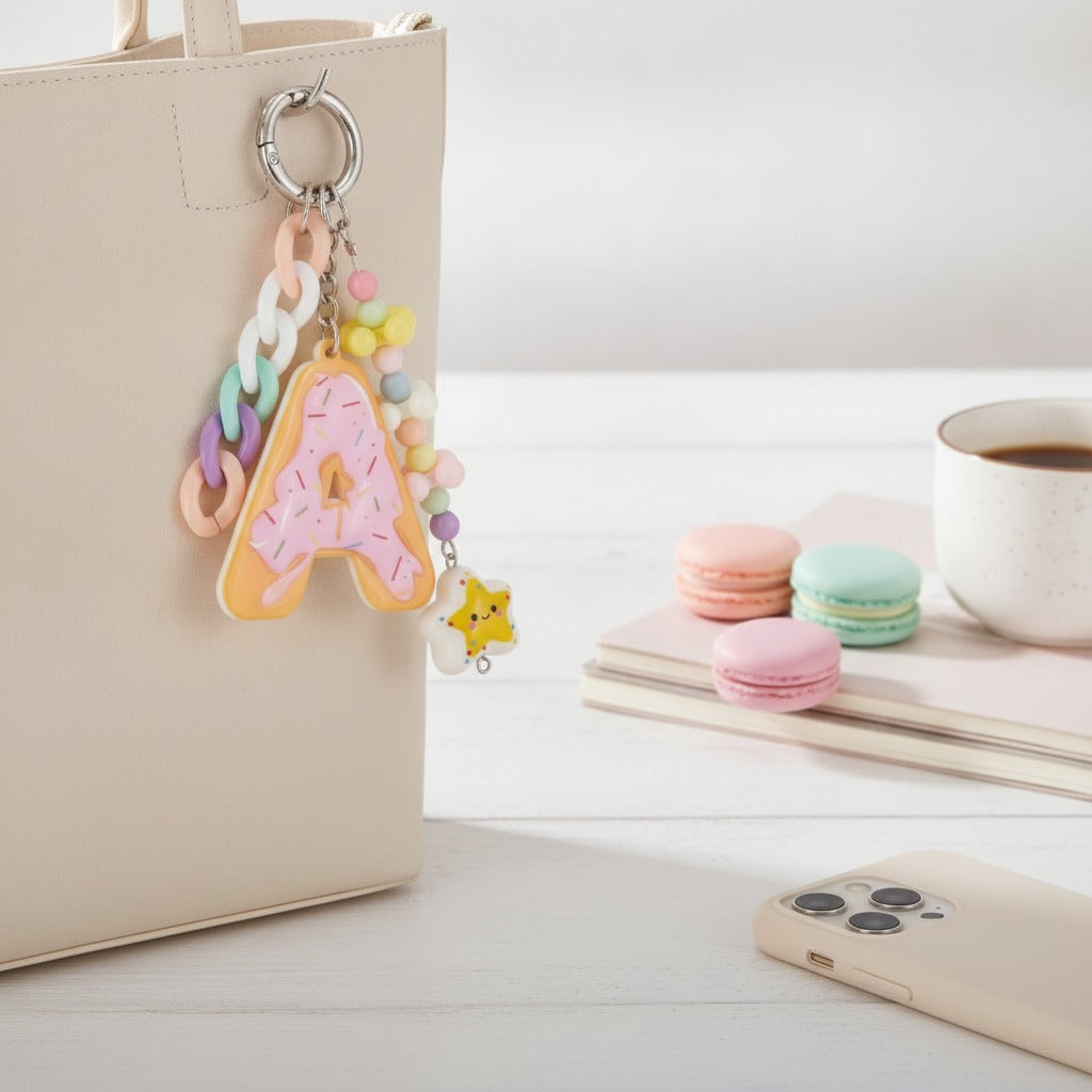 Donut Letter Chain Charm Keychain – novelty & toys (view 6)