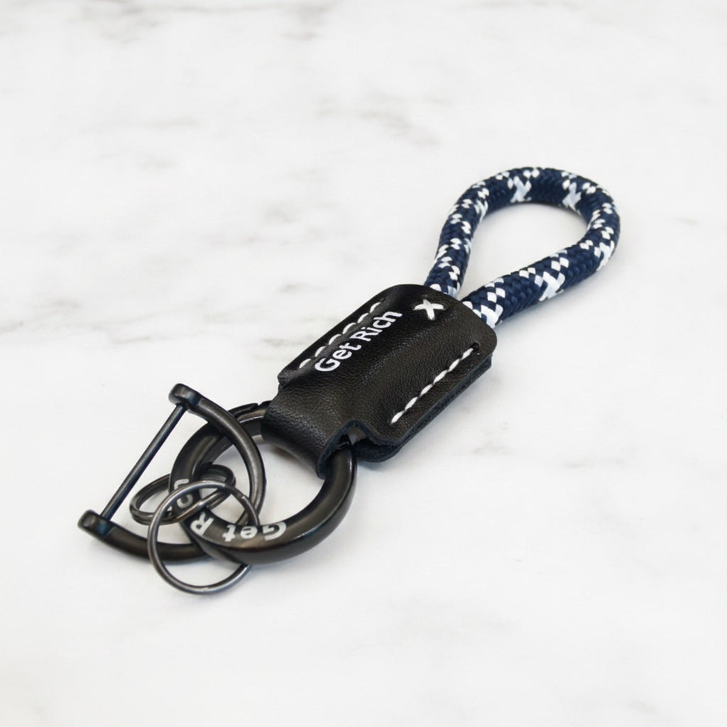 Get Rich Braided Rope Keychain - Navy Rope