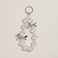 Ice Crystal Beaded Phone Strap with Bows – tech (view 1)