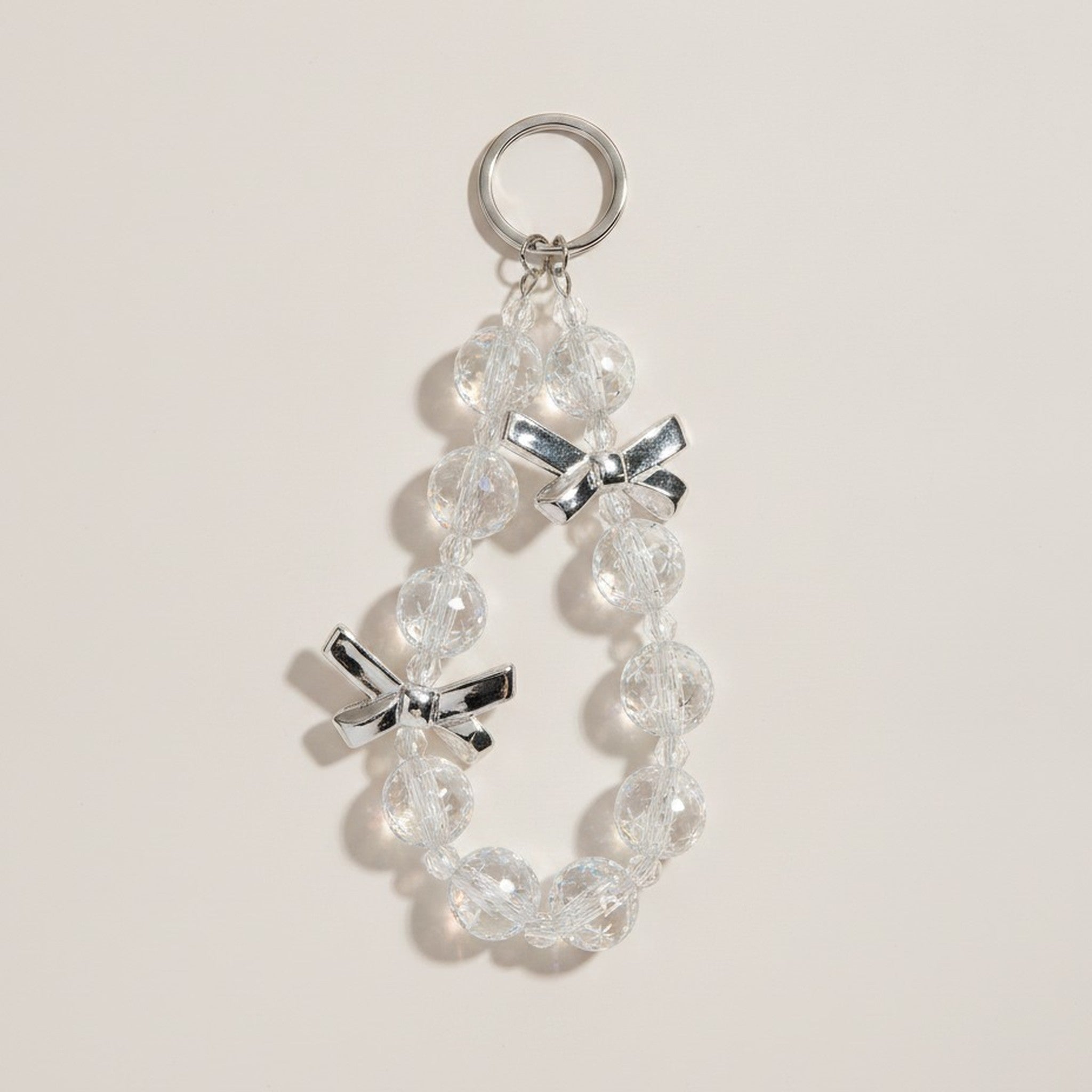 Ice Crystal Beaded Phone Strap with Bows – tech (view 1)