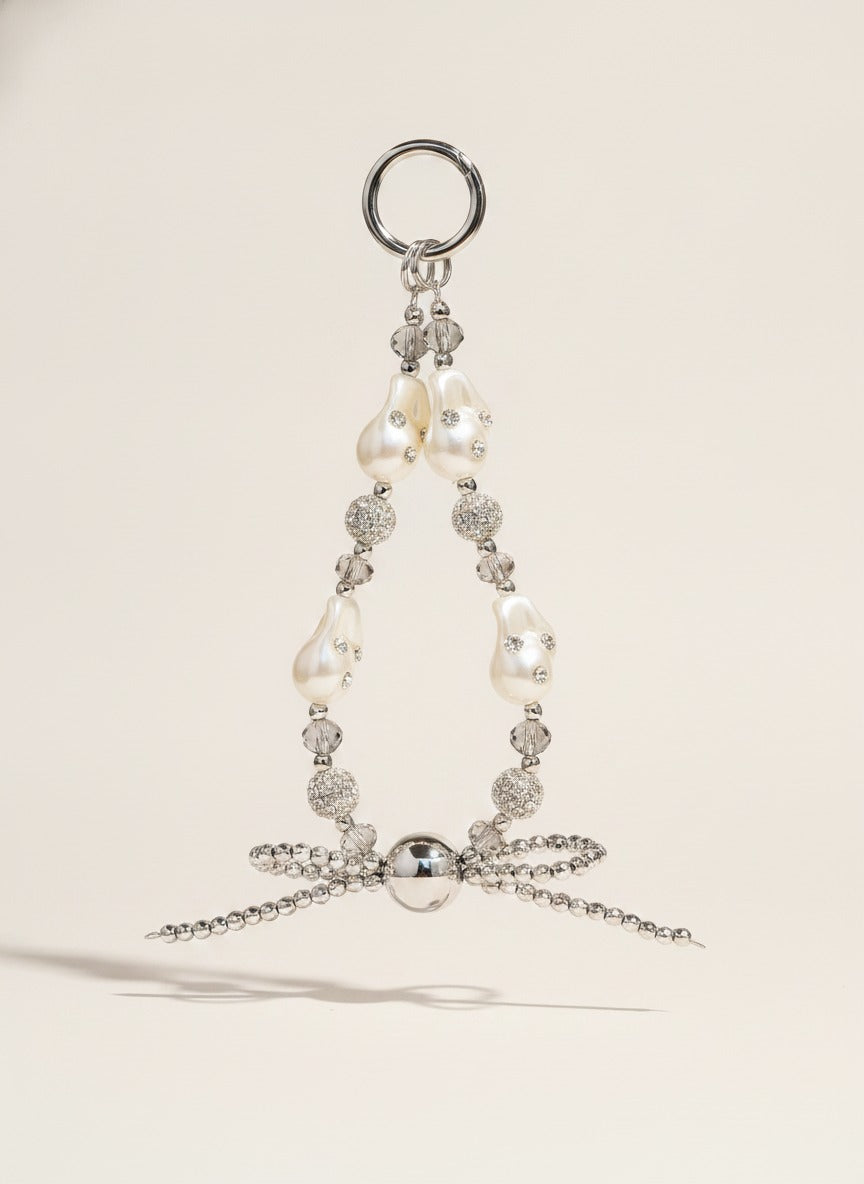 Pearl Crystal Bow Charm Keychain – jewelry (view 1)
