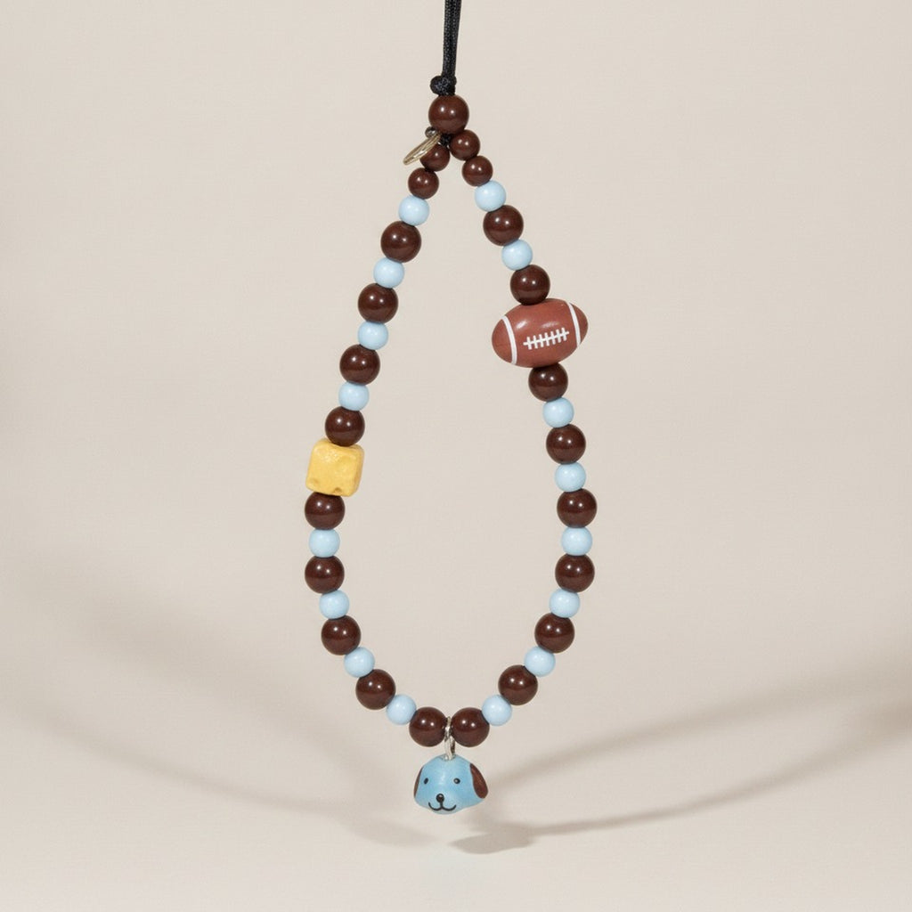 Cute Dog Football Beaded Phone Charm – tech (view 1)