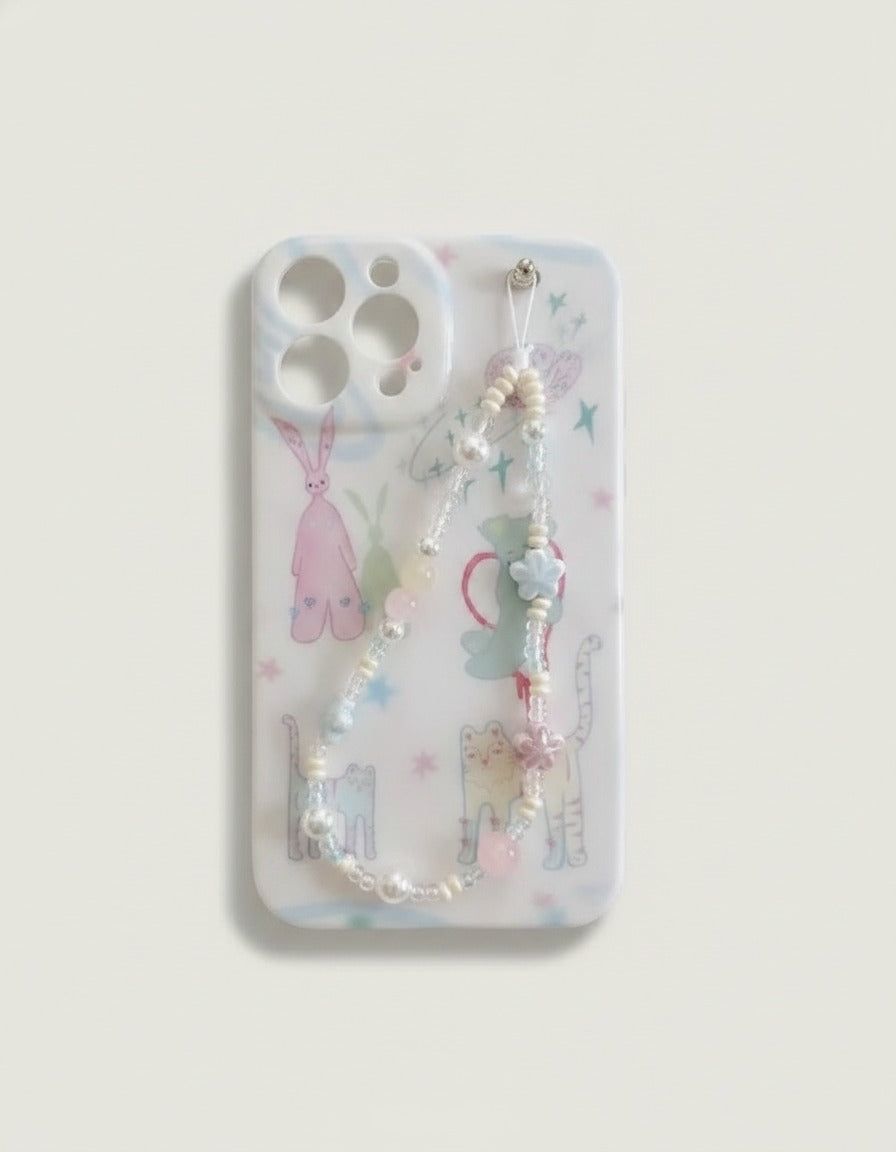 Pastel Whimsical Phone Case with Beaded Charm – tech (view 1)