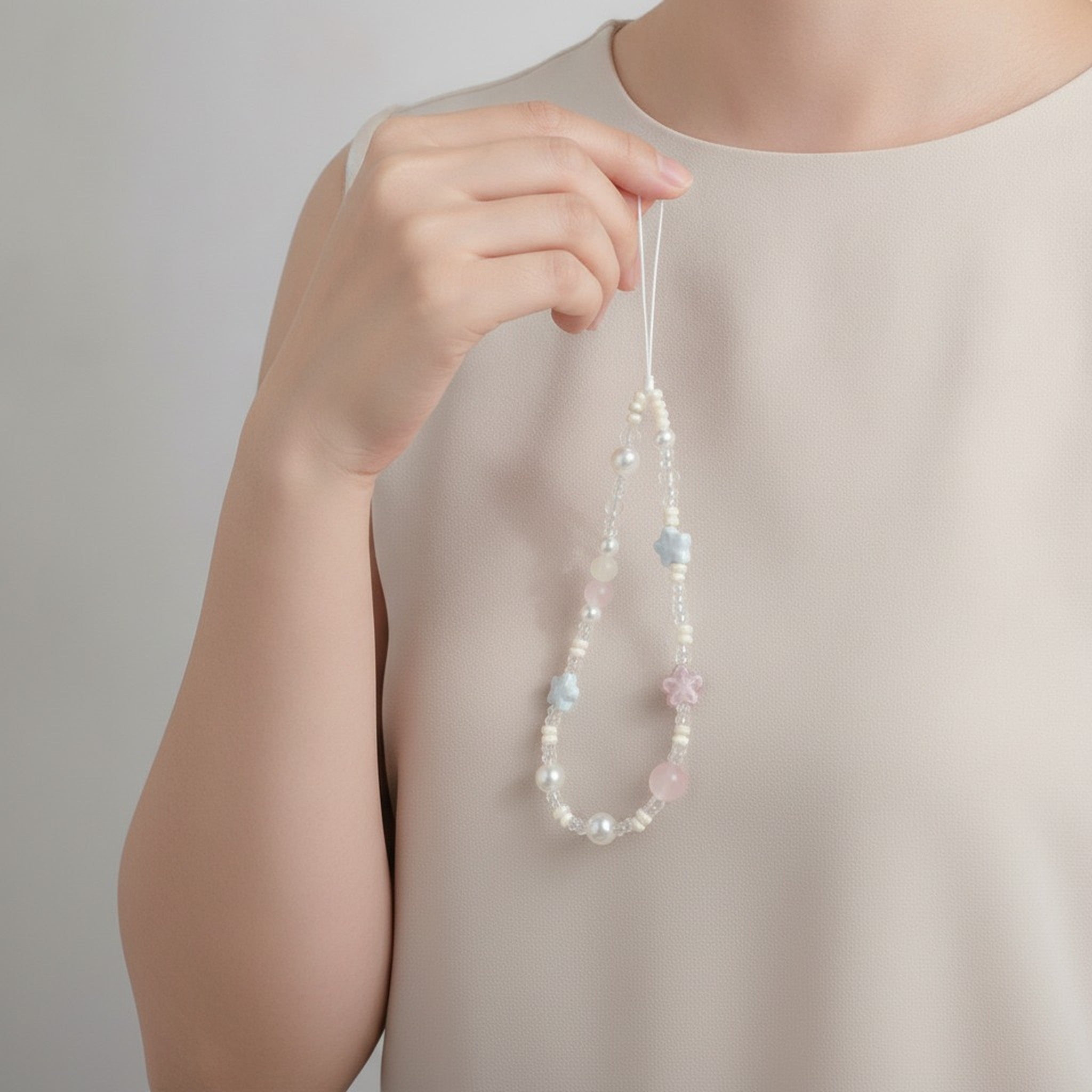 Pastel Whimsical Phone Case with Beaded Charm – tech (view 3)