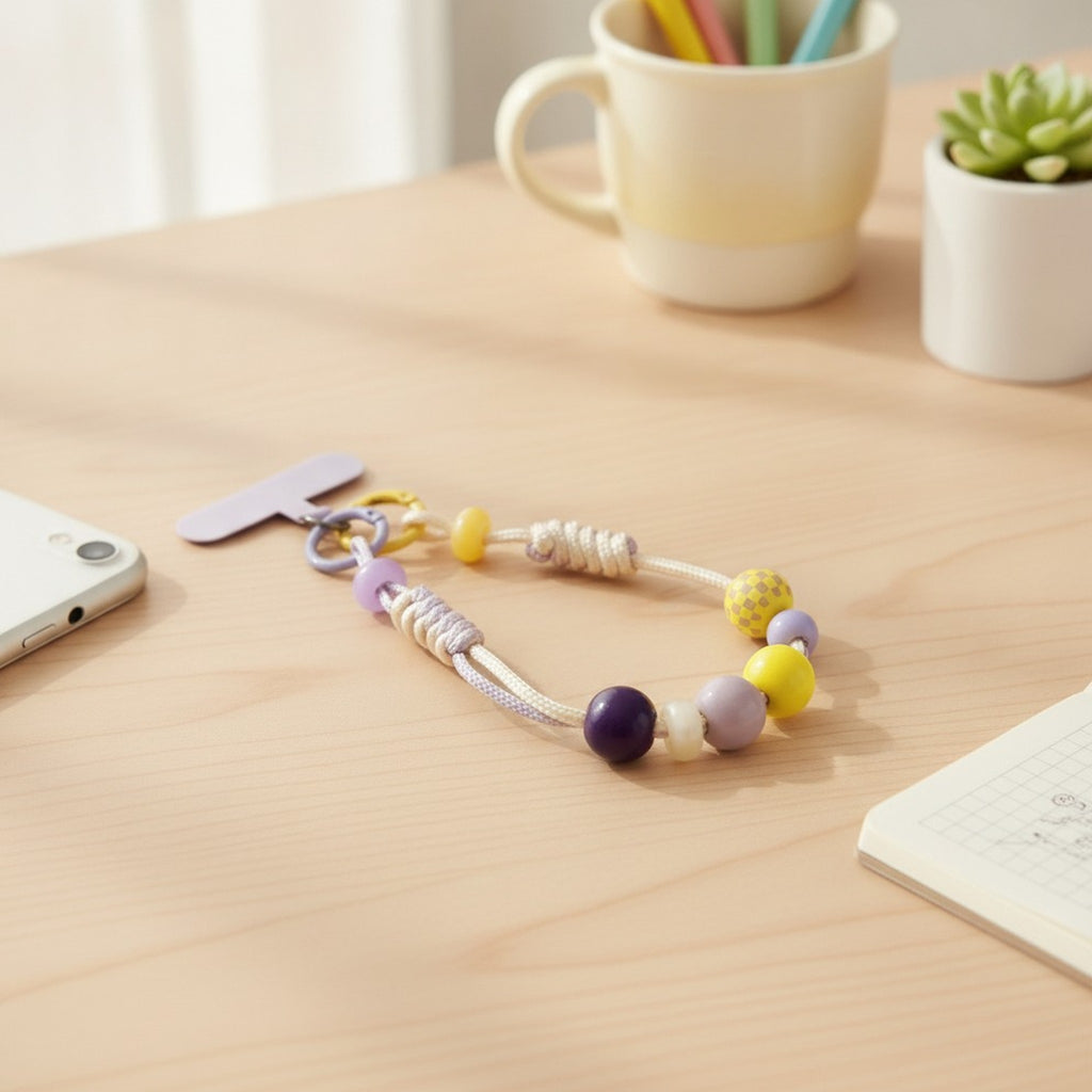 Beaded Checkered Braided Phone Charm – tech (view 3)