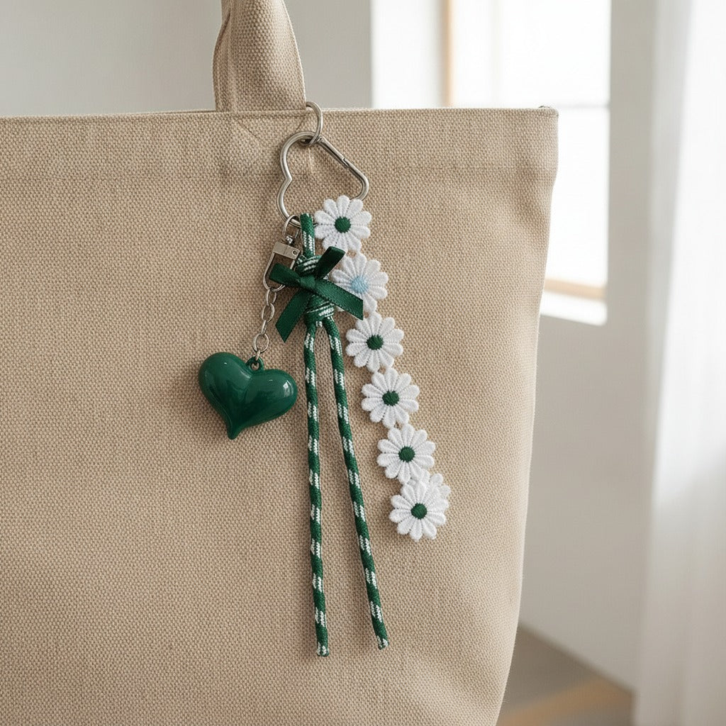 Daisy Charm Keychain - Dark Green – novelty & toys (view 3)