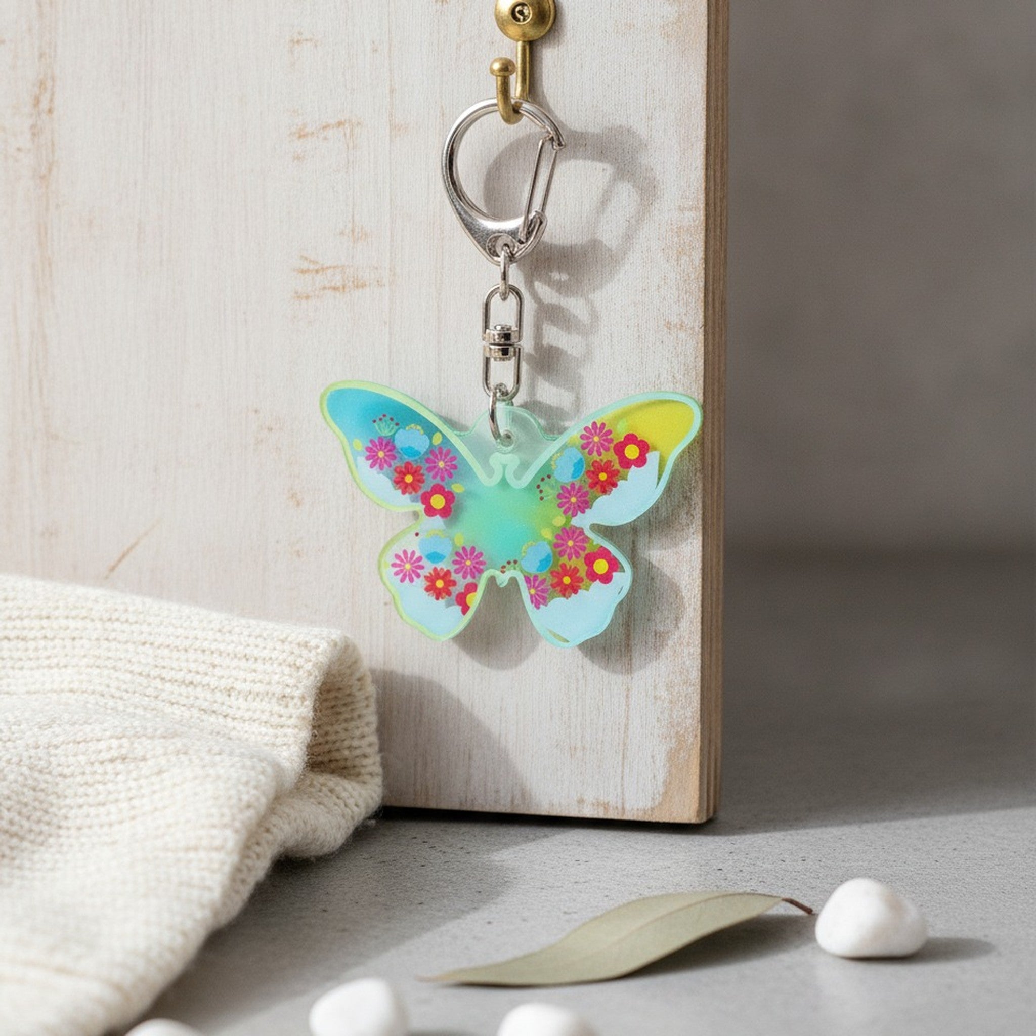 Floral Butterfly Charm Keychain – novelty & toys (view 7)