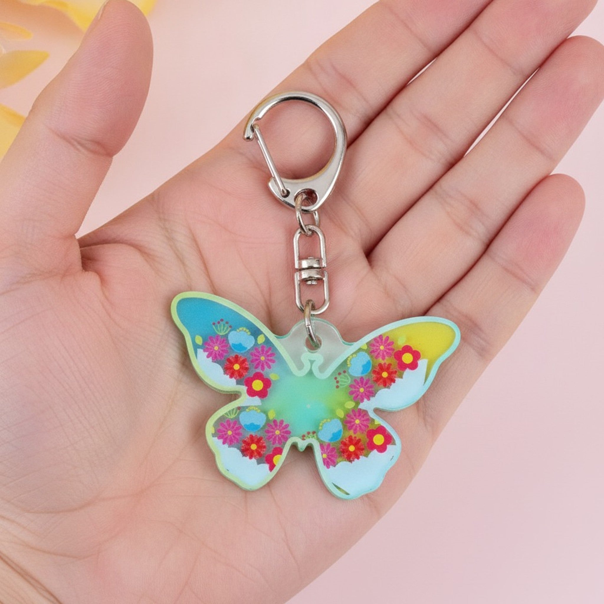 Floral Butterfly Charm Keychain – novelty & toys (view 8)